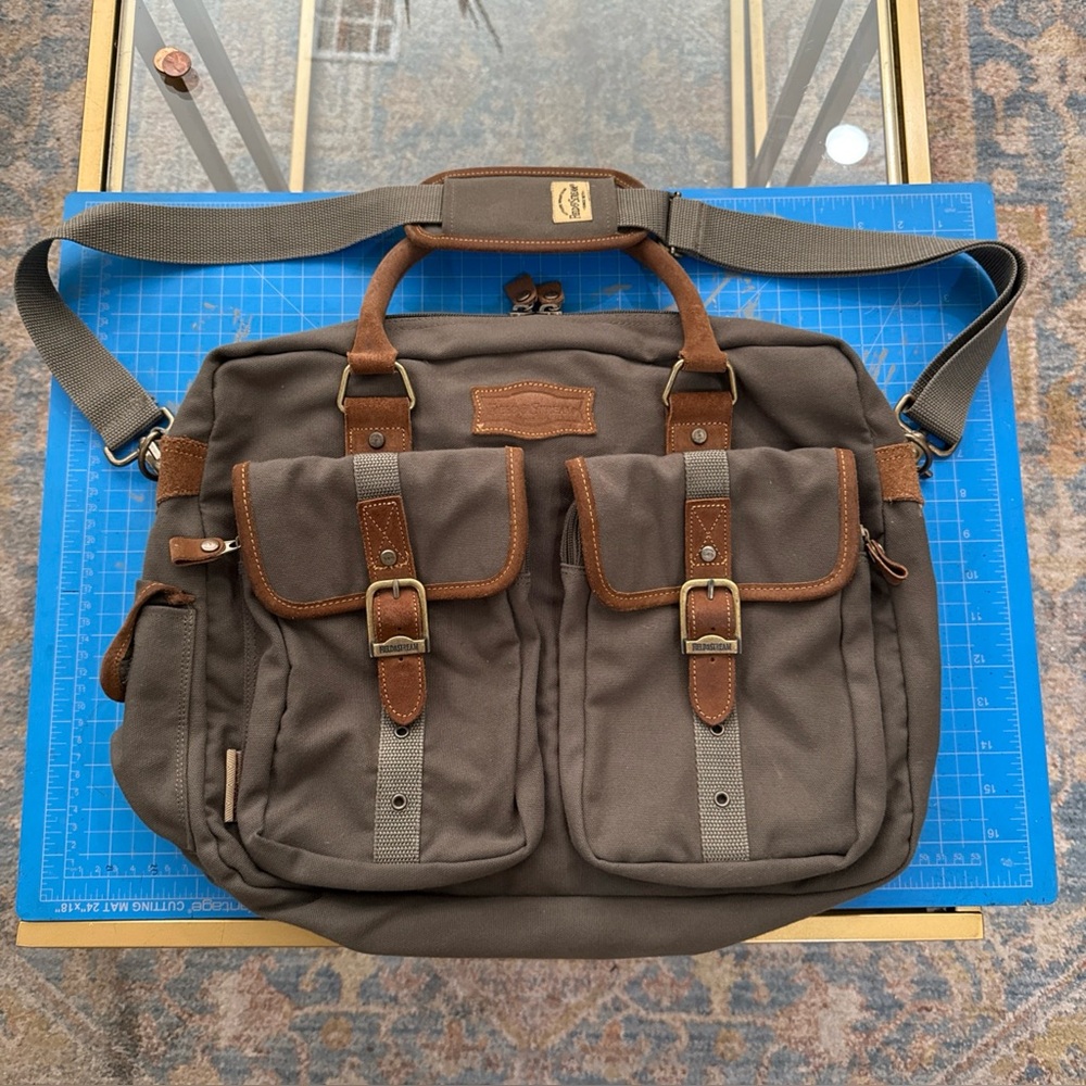 Field and Stream Canvas Leather Travel Laptop Messenger Work Briefcase Bag